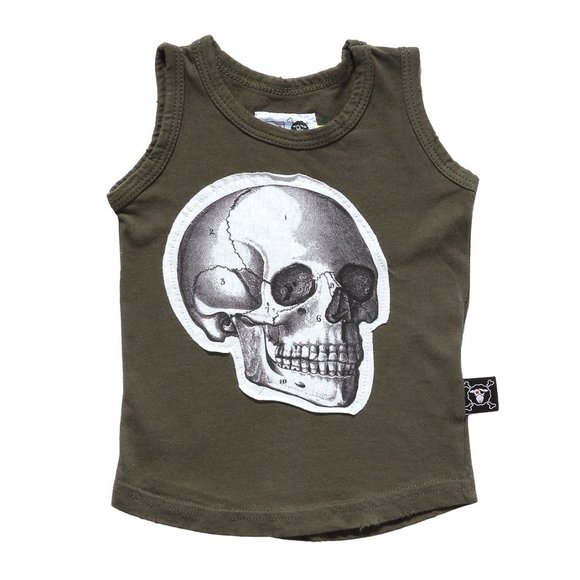 Nununu Skull Patch Tank Olive - Picture 1 of 3